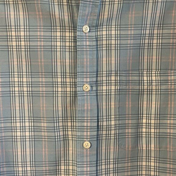Vineyard Vines Men's Linen Blend Classic Fit Murray Plaid Shirt Blue/Pink Size S - Picture 3 of 7